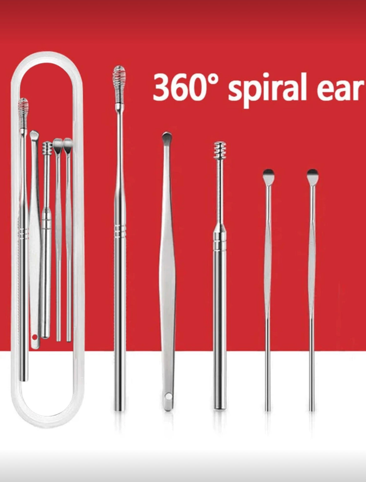 5Pcs/Set Ear Wax Pickers Stainless Steel Earpick Wax Remover Piercing Kit Earwax Curette Spoon Care Ear
Clean Toolear
Cleaner