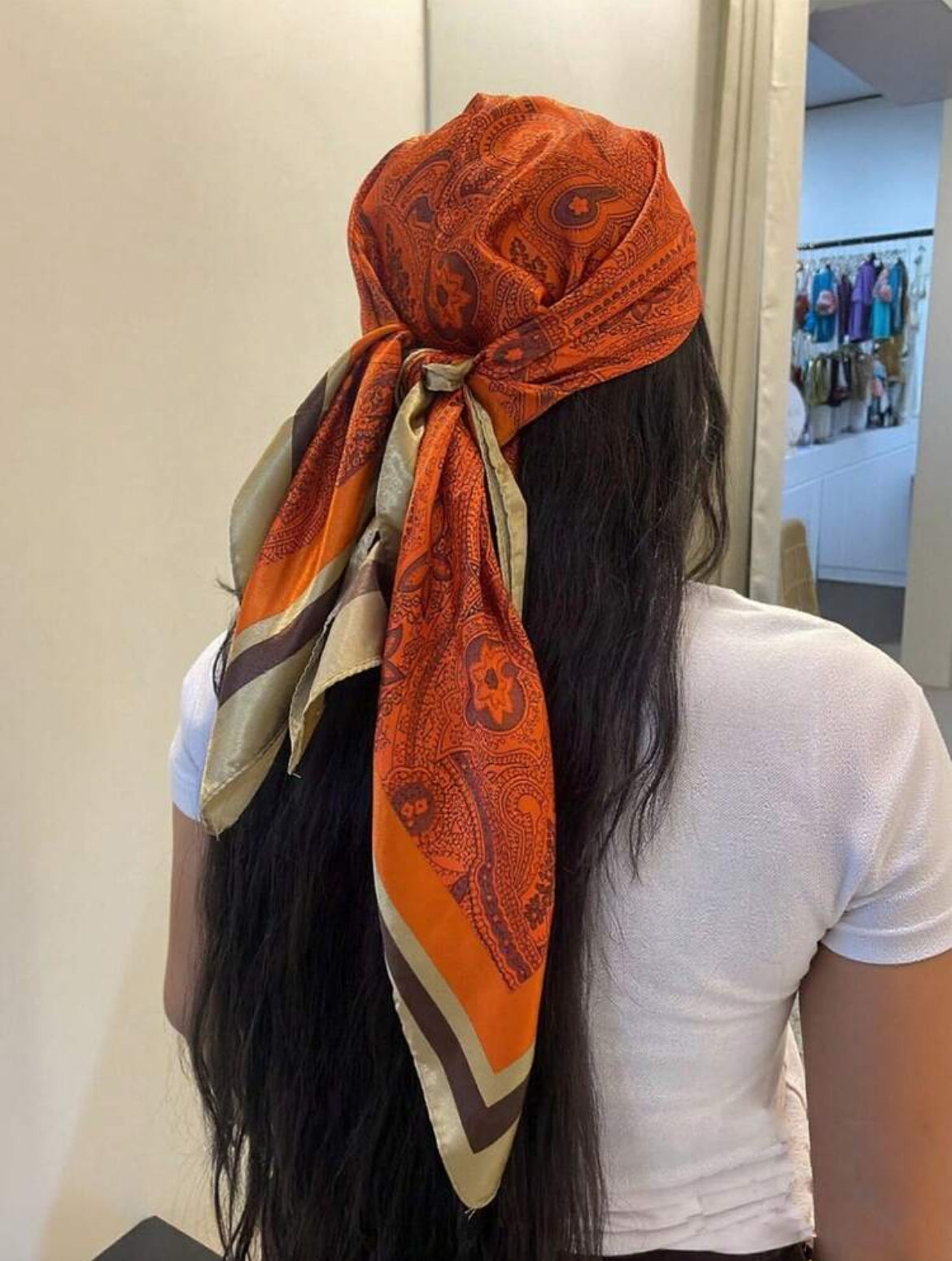 1pc Minimalist Printed Satin Scarf