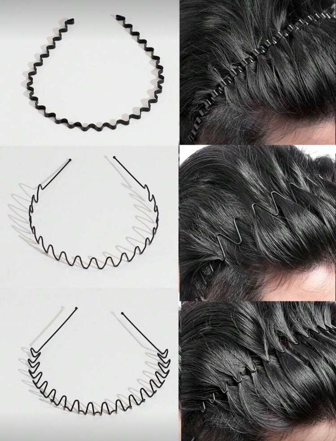 3pcs Unisex Invisible Wavy
Headbands
