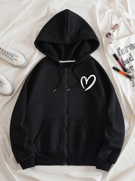 Heart-patterned hoodie