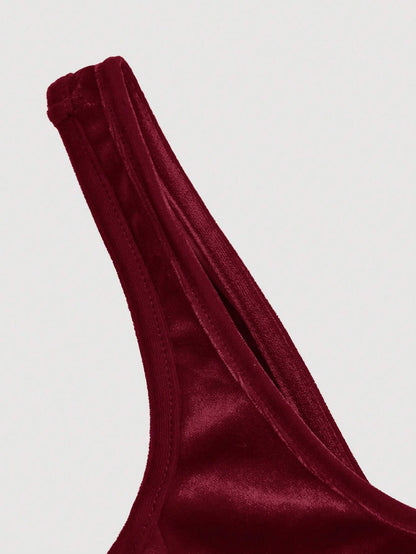 Women's Vintage Velvet Red Christmas Dress