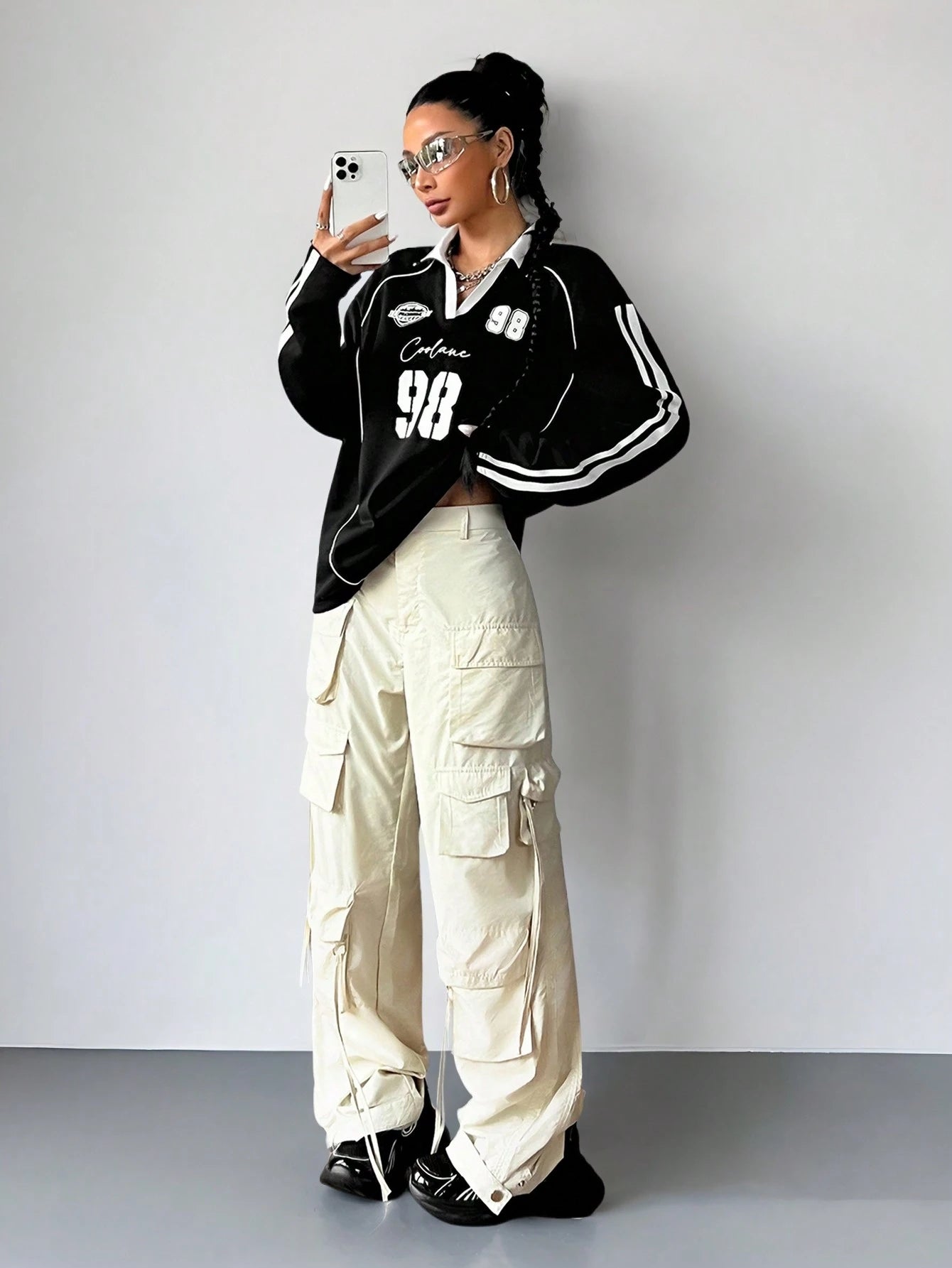 oversized long-sleeve  T-shirt