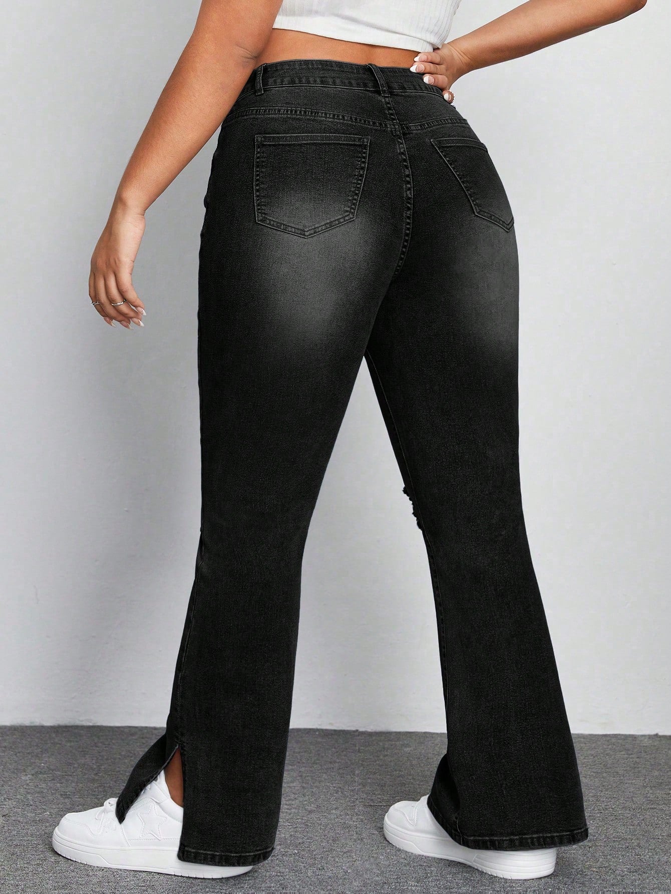 Women's Elastic Black Denim Pants Plus Size