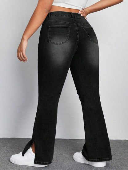 Women's Elastic Black Denim Pants Plus Size