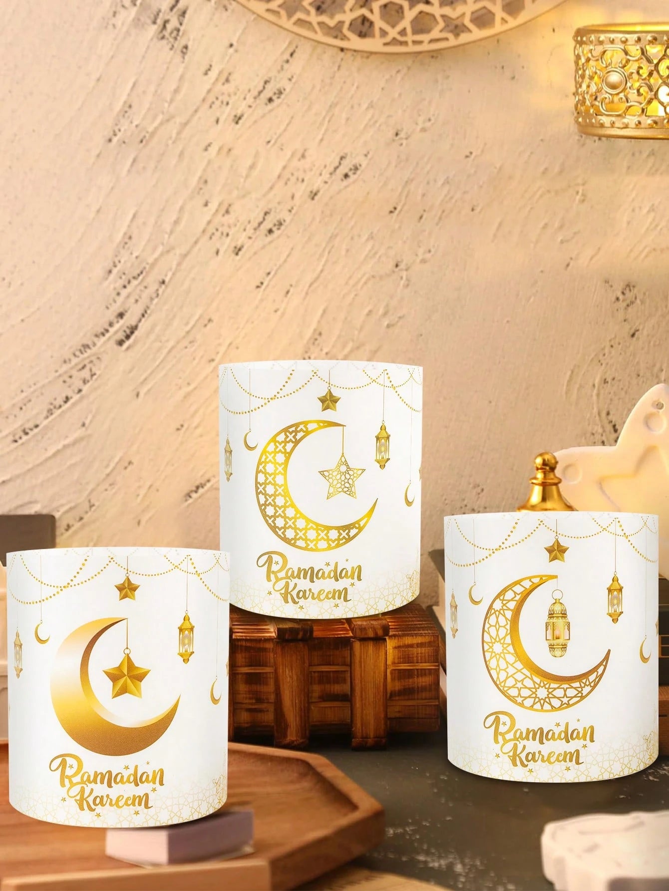 Ramadan White & Gold Lantern Shades