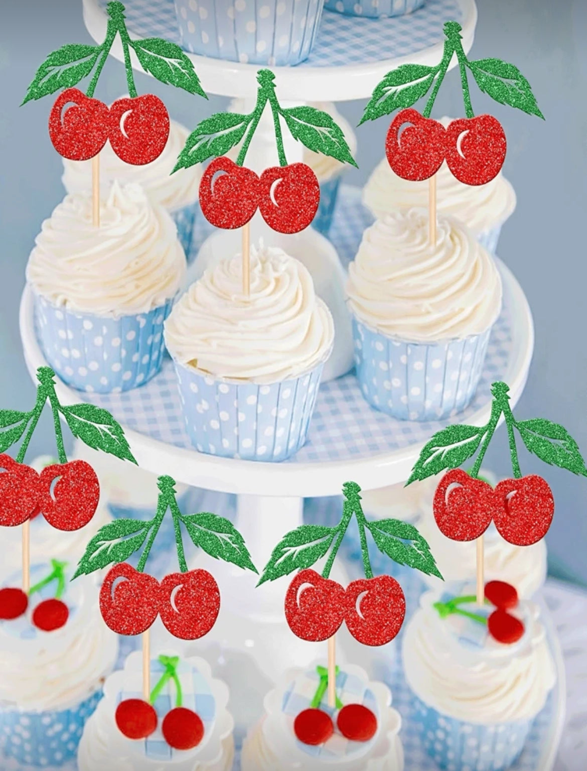 Cherry Cupcake Toppers
4.98 (100+) >
Red Glitter Fruit Theme Sweet Cherry Cupcake Picks For Cherry Theme Birthday Party Cake