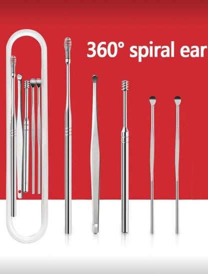 5Pcs/Set Ear Wax Pickers Stainless Steel Earpick Wax Remover Piercing Kit Earwax Curette Spoon Care Ear
Clean Toolear
Cleaner