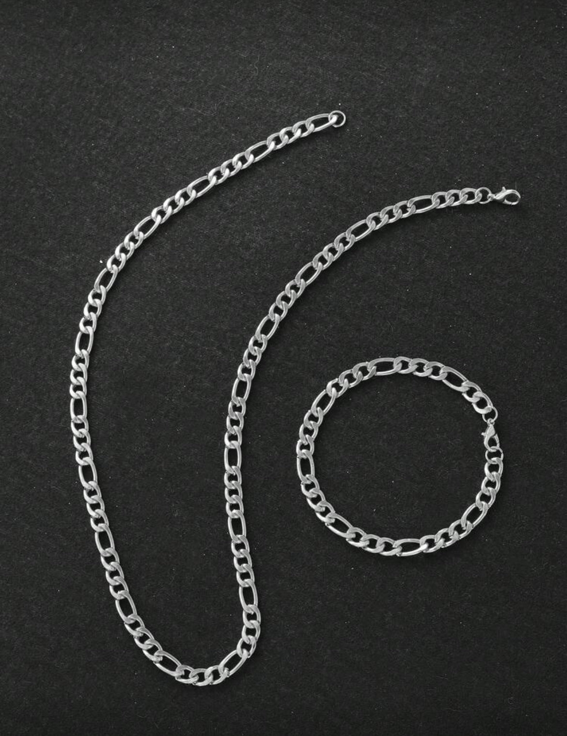 Punk Alloy Silver Color Necklace And Bracelet Set