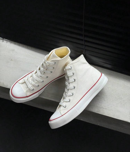 Black Canvas Shoes, Women's Casual Vulcanized Shoes, Mid-Top Sneakers