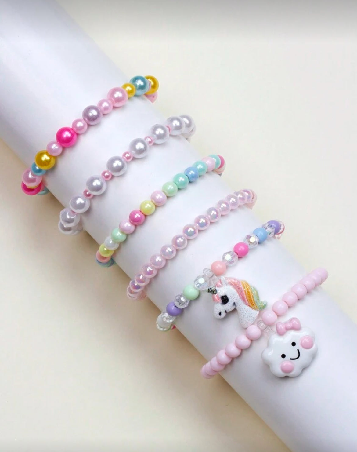 6pcs/Set Girls' Cute Unicorn & Cloud Charm Bracelet Set