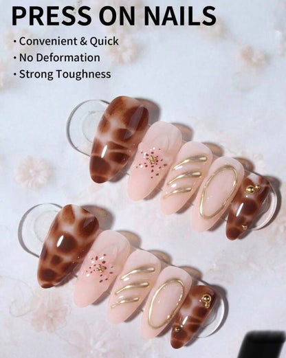 24 Pcs Long Almond 3d Gelnails
Makes Flower Nails Design French Tip
Press On Nails Medium Three