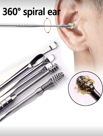 5Pcs/Set Ear Wax Pickers Stainless Steel Earpick Wax Remover Piercing Kit Earwax Curette Spoon Care Ear
Clean Toolear
Cleaner