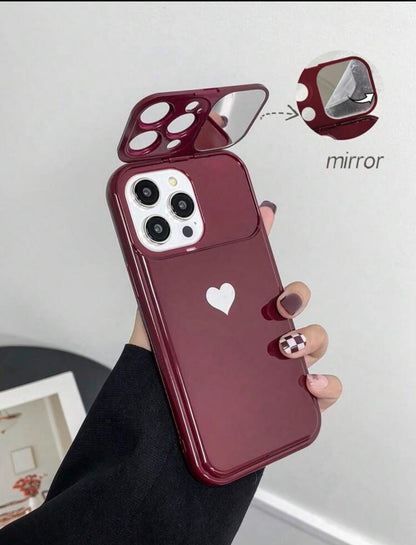 1pc Heart-Shaped Mirror Stand TPU
Phone Case Protective Cover
Compatible With IPhone