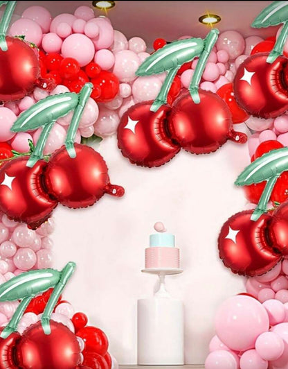 5pcs Red Cherry Foil Balloons