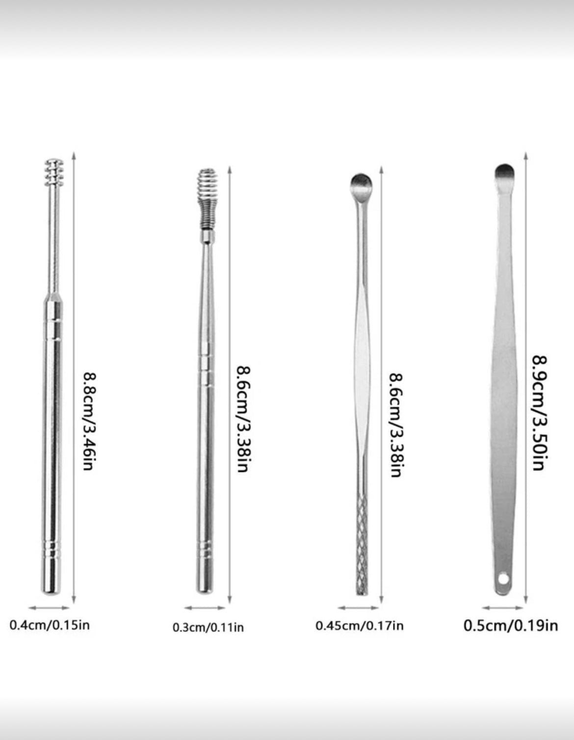 5Pcs/Set Ear Wax Pickers Stainless Steel Earpick Wax Remover Piercing Kit Earwax Curette Spoon Care Ear
Clean Toolear
Cleaner