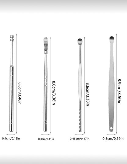 5Pcs/Set Ear Wax Pickers Stainless Steel Earpick Wax Remover Piercing Kit Earwax Curette Spoon Care Ear
Clean Toolear
Cleaner