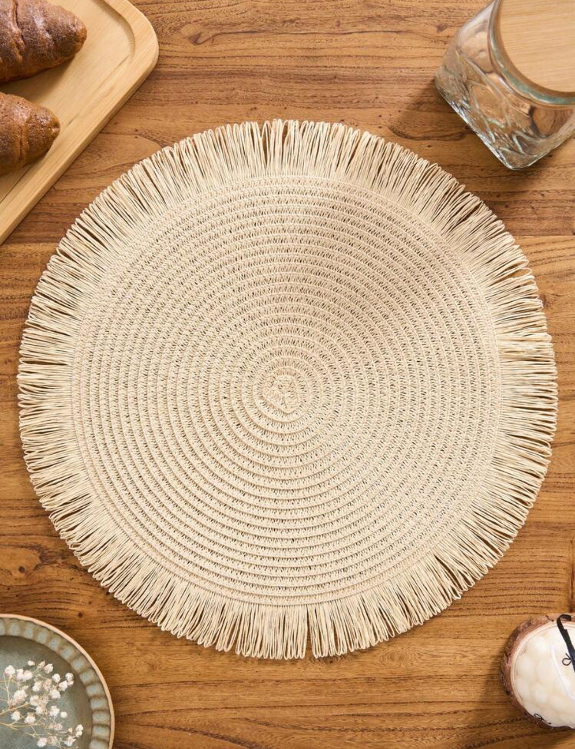 4pcs Bohemian Style Round Paper Placemats