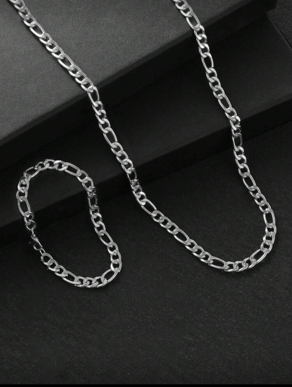 Punk Alloy Silver Color Necklace And Bracelet Set