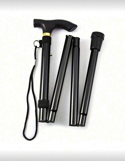 1pc Adjustable Aluminum Walking
Canes - Foldable Lightweight Travel Stick With Ergonomic Handle & Anti-Slip Rubber Tip