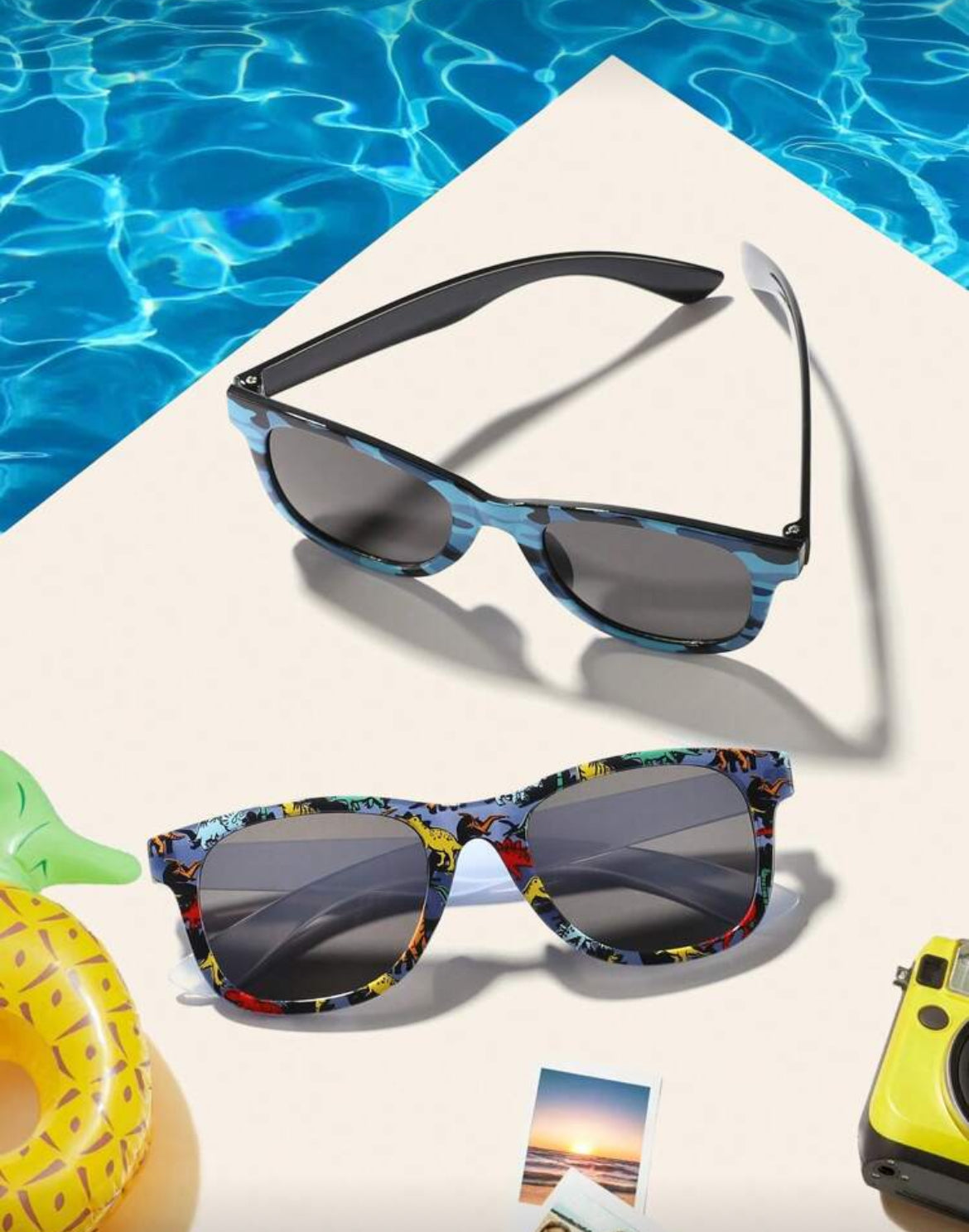 2 PCS Boys Girls 4-10Y Acrylic Cartoon Dinosaur Printed Square
Fashion Glasses Suitable For Daily Outing And Holiday Gift Use