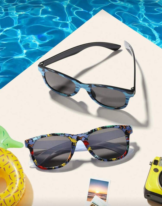 2 PCS Boys Girls 4-10Y Acrylic Cartoon Dinosaur Printed Square
Fashion Glasses Suitable For Daily Outing And Holiday Gift Use