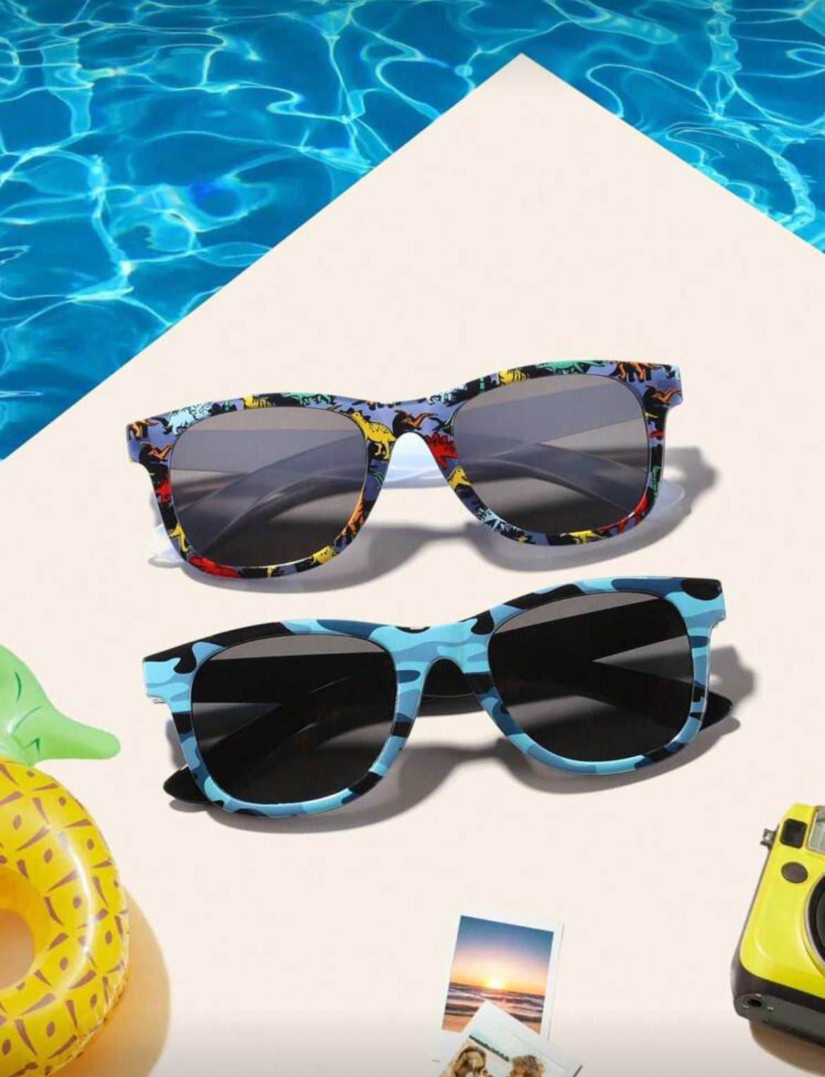 2 PCS Boys Girls 4-10Y Acrylic Cartoon Dinosaur Printed Square
Fashion Glasses Suitable For Daily Outing And Holiday Gift Use