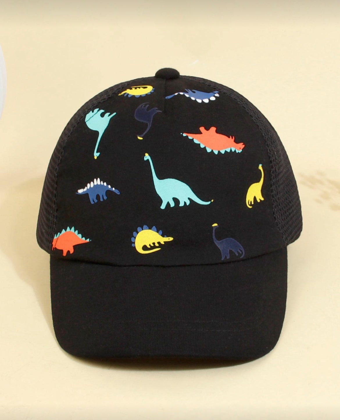 1pc Baby Animal Pattern Black Hat
Outdoor Sun Ion Dinosaur Print Mesh Baseball Cap
