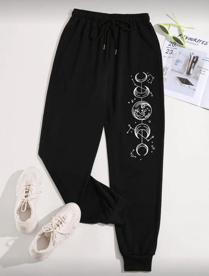 SHEIN Unity Moon Print Drawstring Waist Sweatpants Graduation, Back To School Outfits,