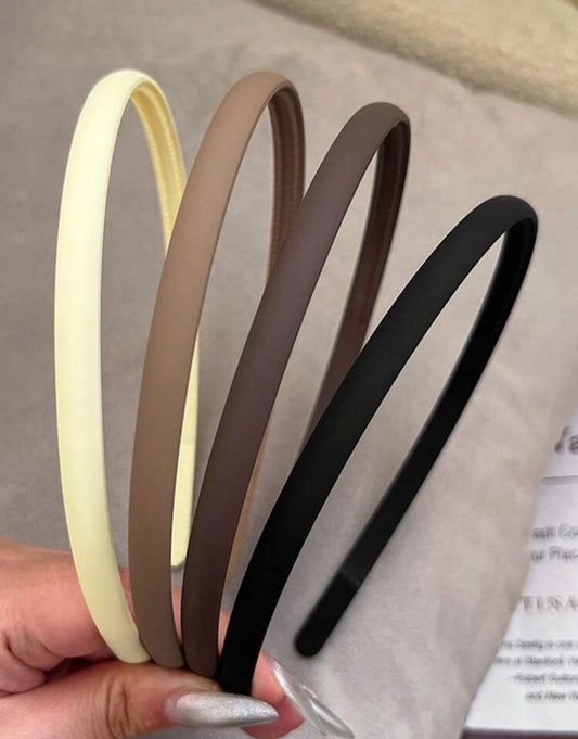 4pcs/1pc Lightweight Solid Color Hair Hoop In Black, Khaki, Brown, Non-Slip Plastic, Fashion