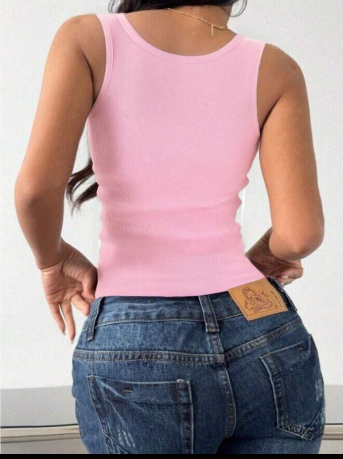 1pc Plain Comfy Simple Casual - Sports Casual Ribbed Racerback
Tank Top