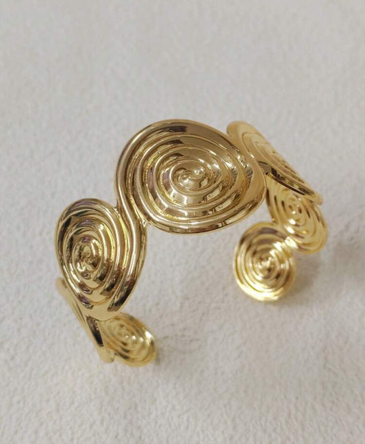 Gold Flower Openable Bangle Bracelet