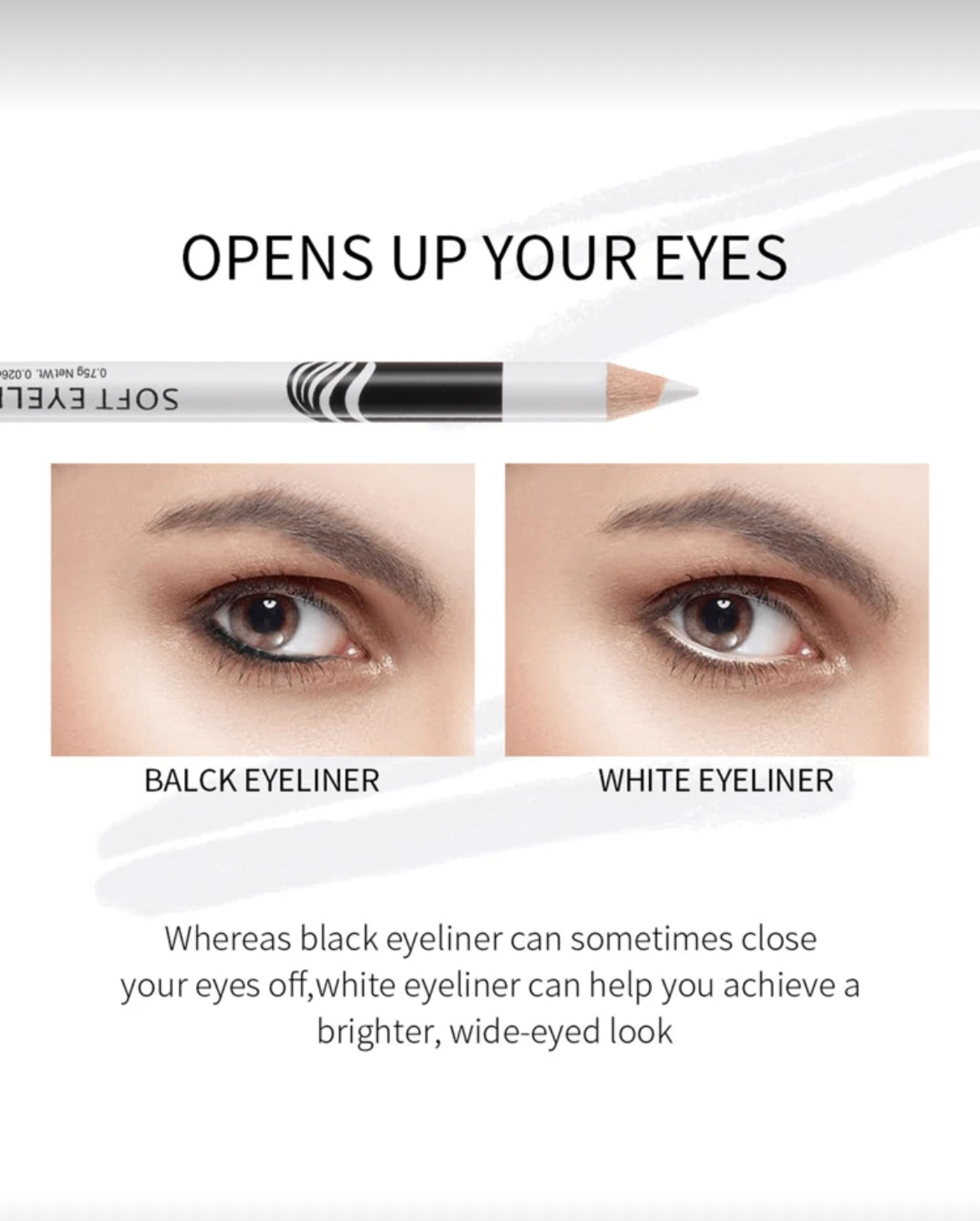 White Eyeliner Pencil With Highlighting Gel Pen Tip