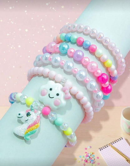 6pcs/Set Girls' Cute Unicorn & Cloud Charm Bracelet Set
