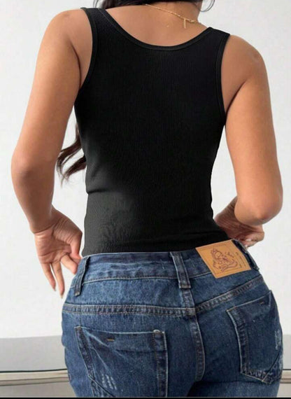 1pc Solid Color Casual-Comfy
Minimal Casual-Regular Casual Leisure-Sports Casual Ribbed
Racerback Tank Top