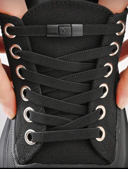 Pair Elastic No-Tie Shoelaces With Lock Buckle