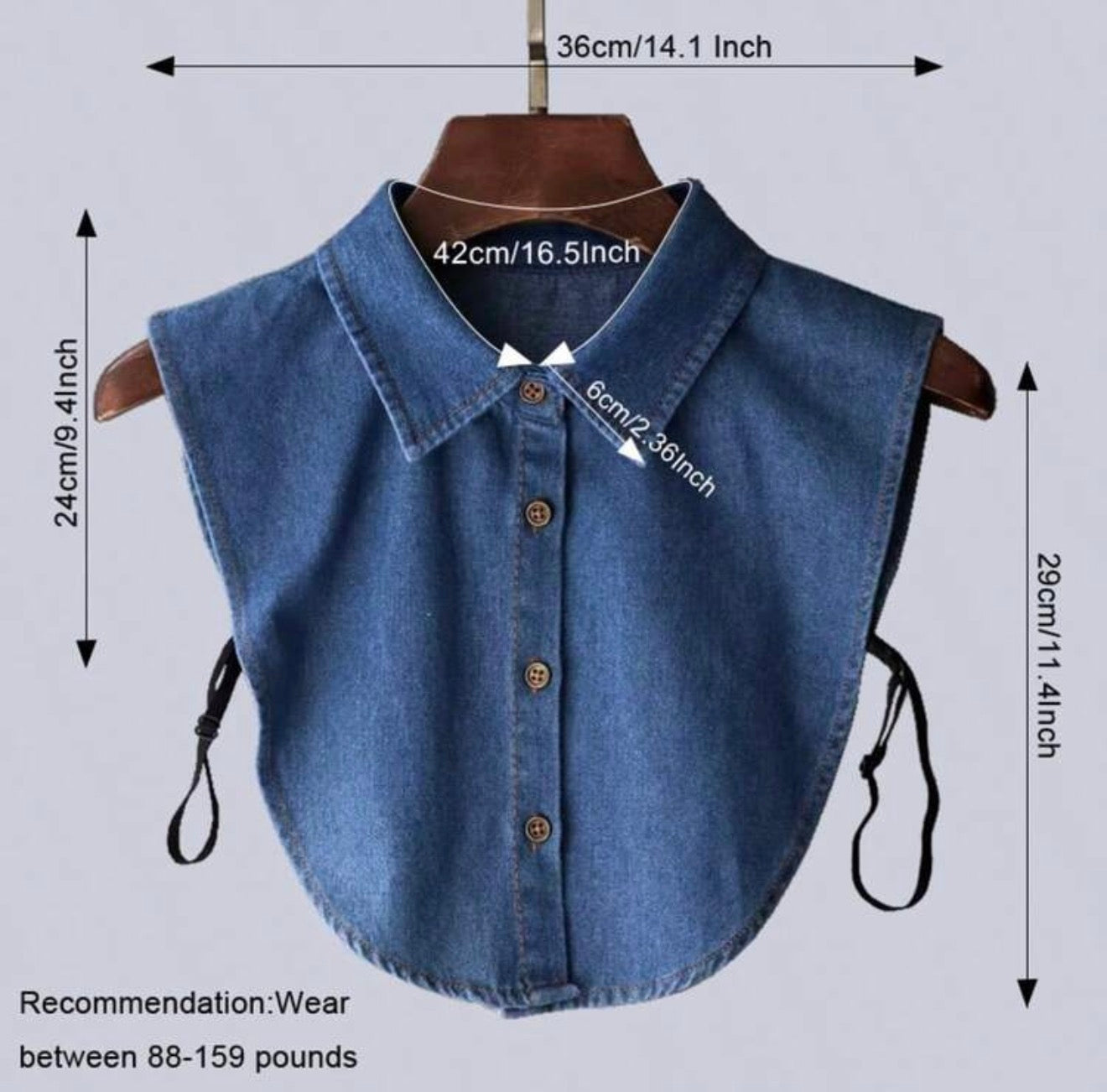 Minimalist Denim Pointed Collar Shirt Styling Detachable Round Collar