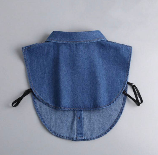 Minimalist Denim Pointed Collar Shirt Styling Detachable Round Collar