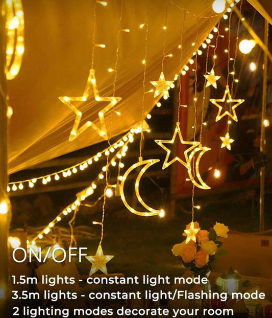 LED Star & Moon Window Curtain Lights
