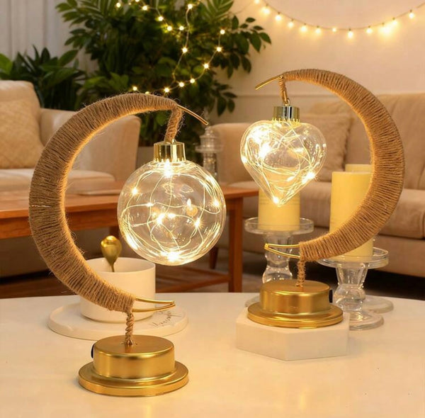 1pc LED Wrought Iron Hemp Rope Starry Moon Lamp