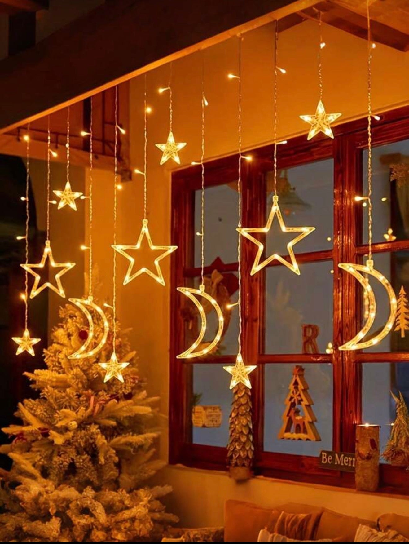 LED Star & Moon Window Curtain Lights